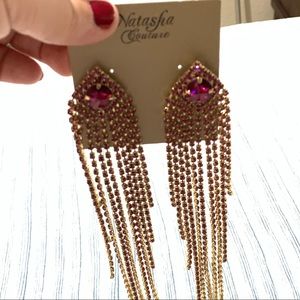 Natasha Couture Show Stopper Earrings Pink Glass.